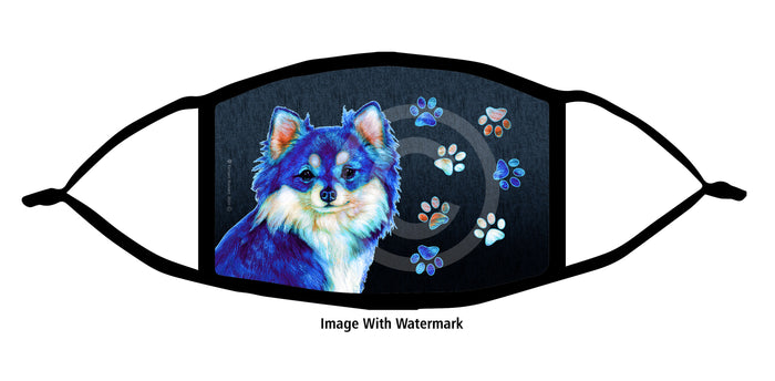 Chihuahua (Long Haired Black And White) Face Mask
