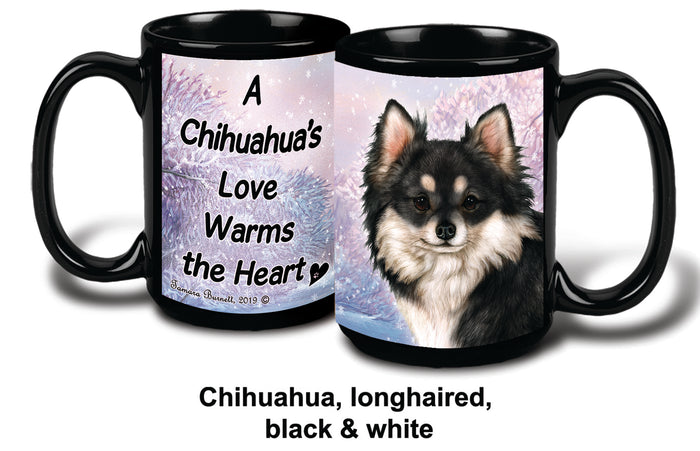 Chihuahua Lh Black/White Winter Mug 15 oz