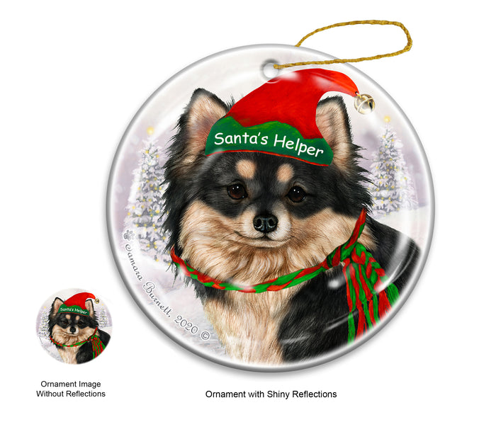 Chihuahua Long Haired - Santa's Helper Ornament