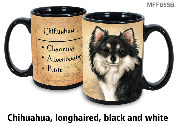 Chihuahua Long Haired Black and White - My Faithful Friends Mug 15 oz