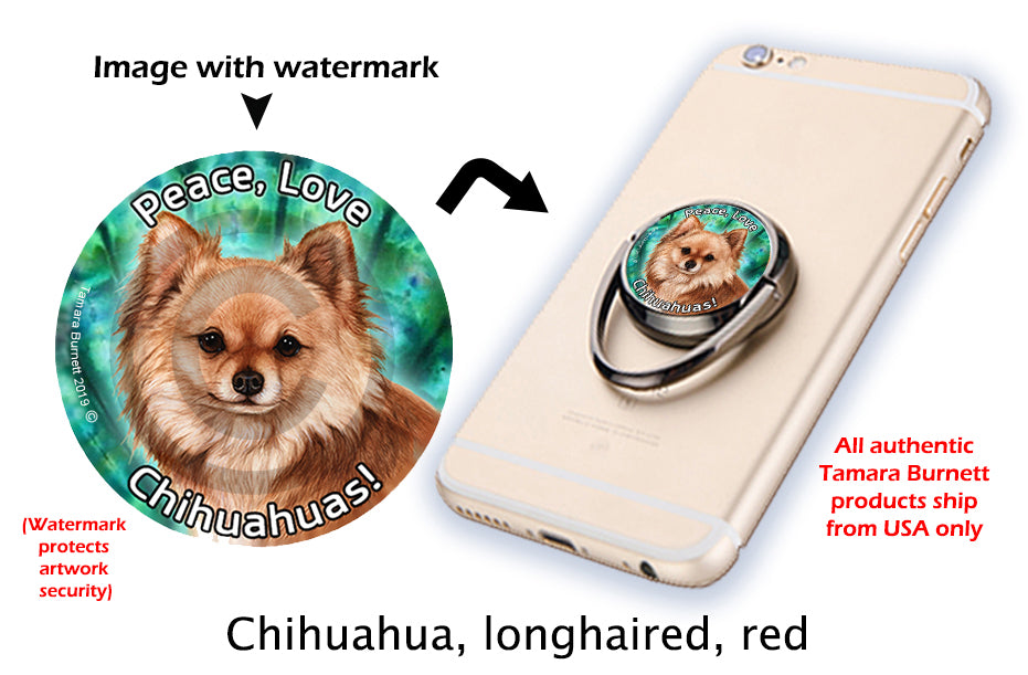 Long-Haired Chihuahua Red Phone Stand