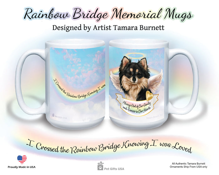 Long-Haired Chihuahua Black/Tan Memorial Mug 15 oz