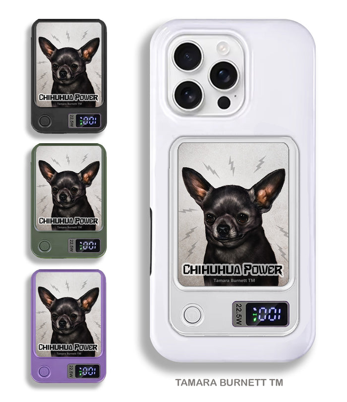 Short-Haired Chihuahua Black Phone Bank Wireless Charger