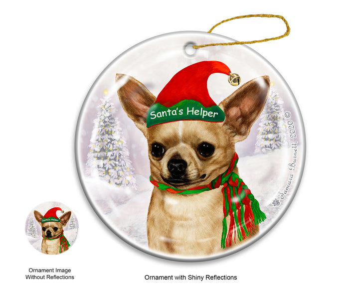 Chihuahua Short Haired - Color - Santa's Helper Ornament