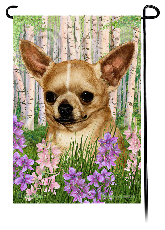 Chihuahua Spring Flowers Garden Flags