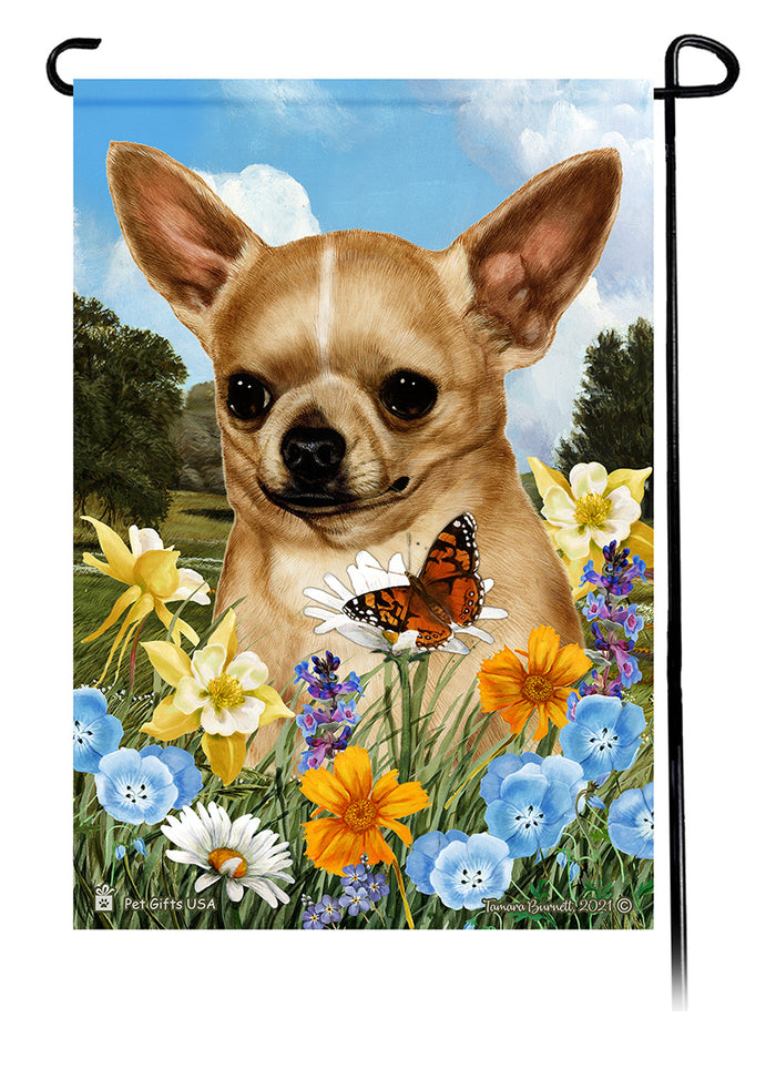 Chihuahua Summer Flowers Garden Flags