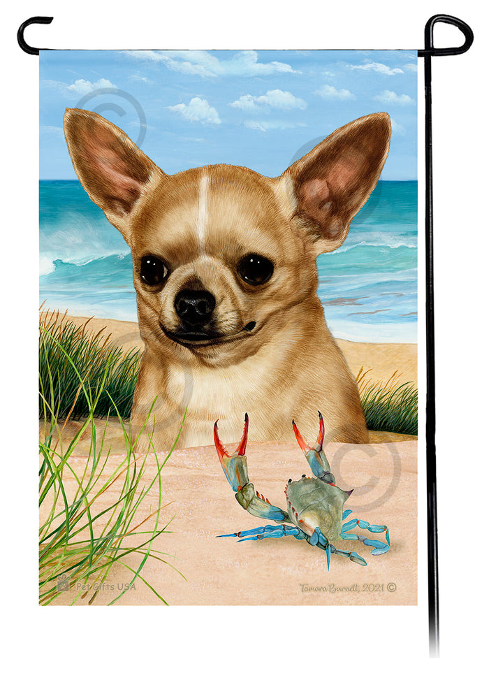 Chihuahua Summer Flowers Garden Flag