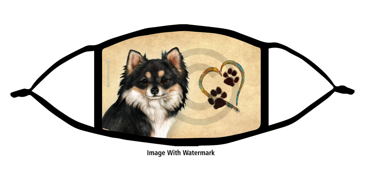 Chihuahua (Longhair, Black Tricolor) Face Mask