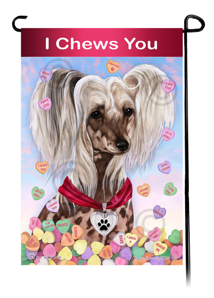 Chinese Crested Valentine Sweetheart Garden Flags