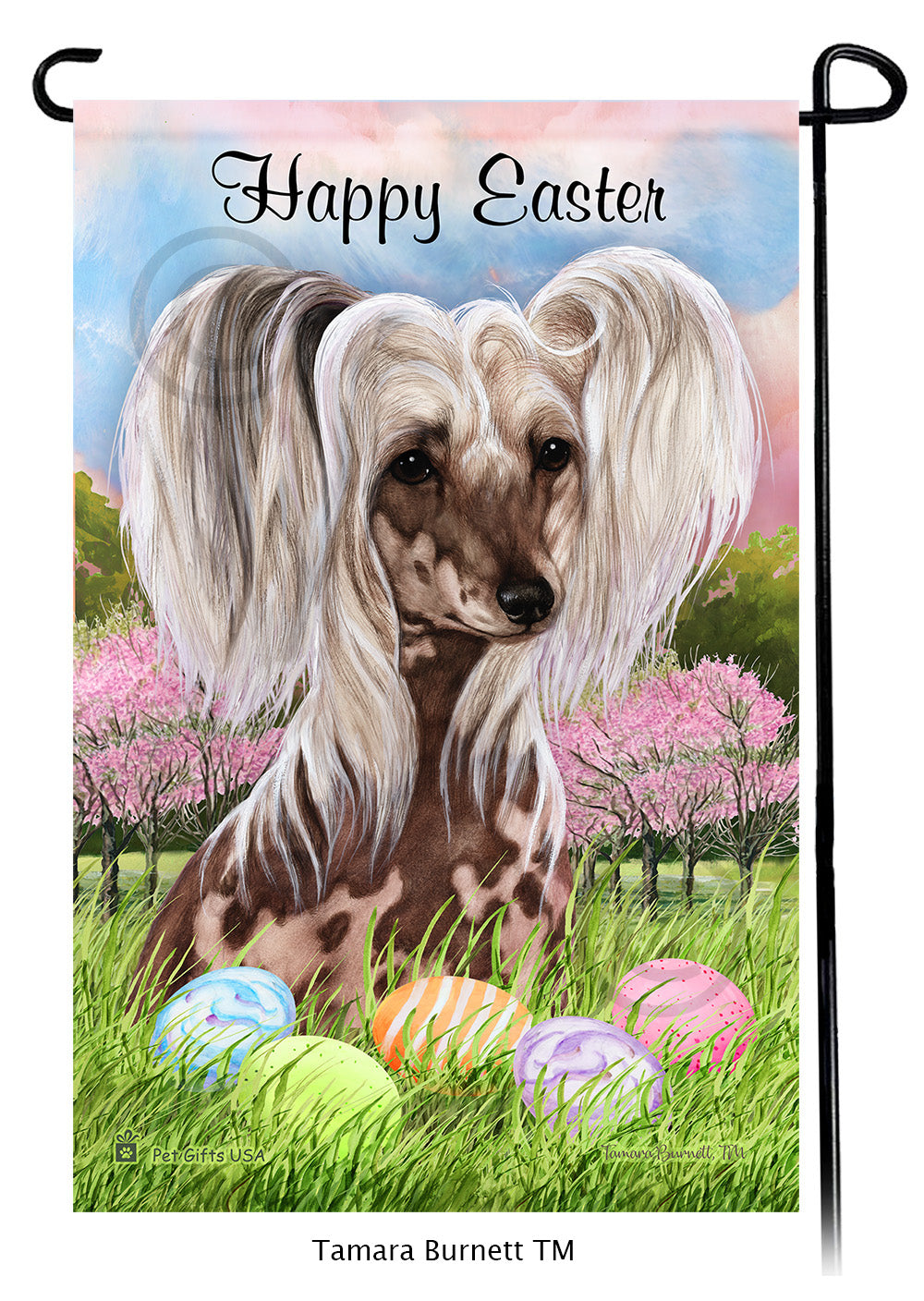 Chinese Crested Happy Easter Garden Flags