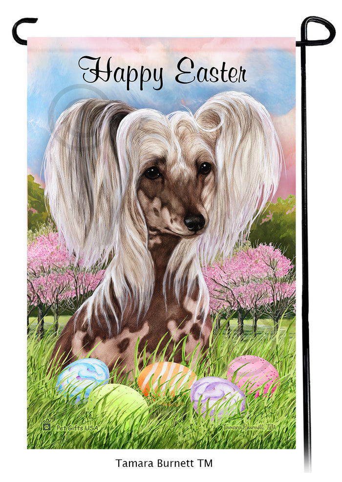 Chinese Crested Happy Easter Garden Flags