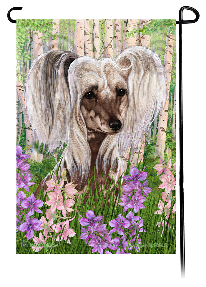 Chinese Crested Spring Flowers Garden Flags