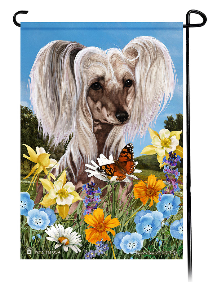 Chinese Crested Summer Flowers Garden Flags