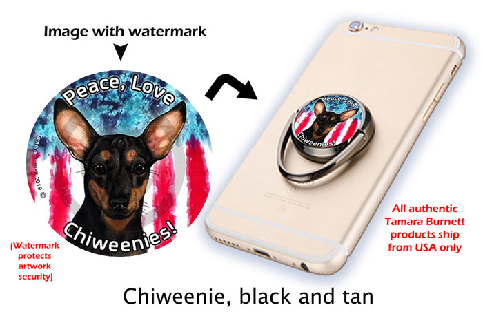 Chiweenie Black and Tan Phone Stand