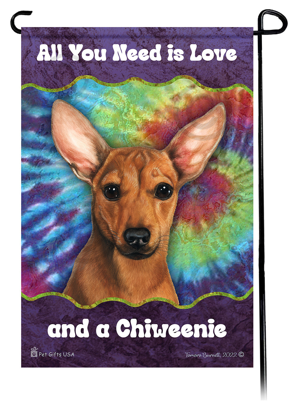 Chiweenie All You Need Is Love Garden Flag