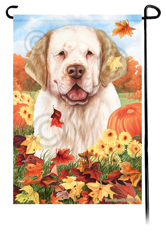 Clumber Spaniel Falling Leaves Garden Flags