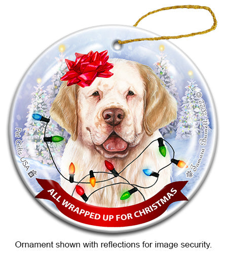 Clumber Spaniel Lemon & White Ornament