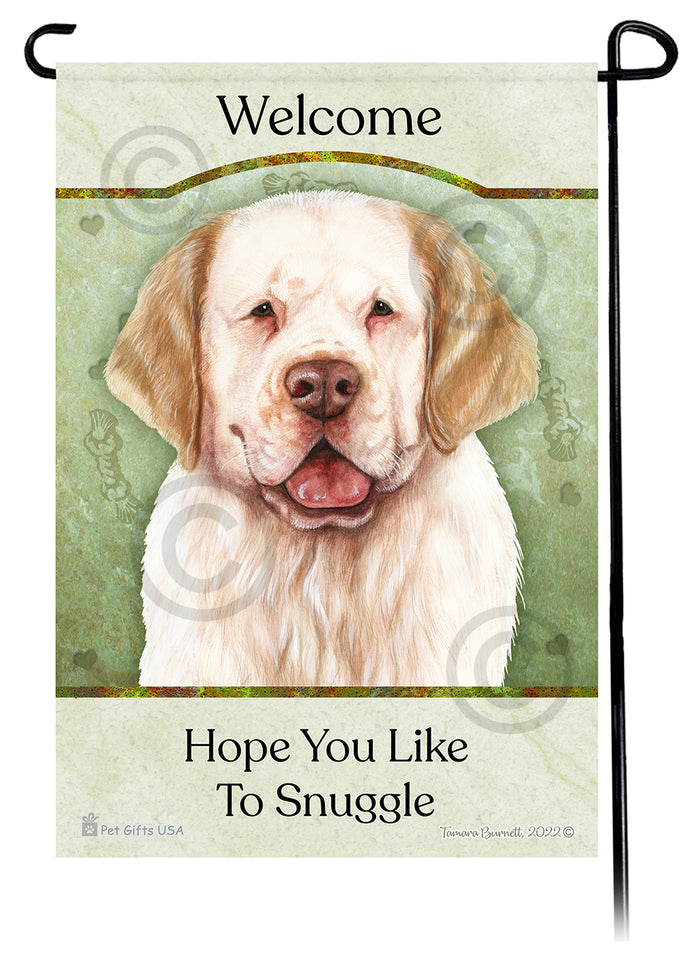 Clumber Spaniel Hope You Like To Snuggle Garden Flags