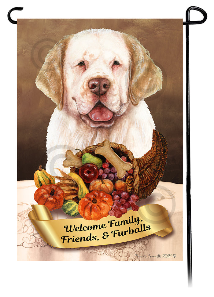 Clumber Spaniel Thanksgiving Garden Flags