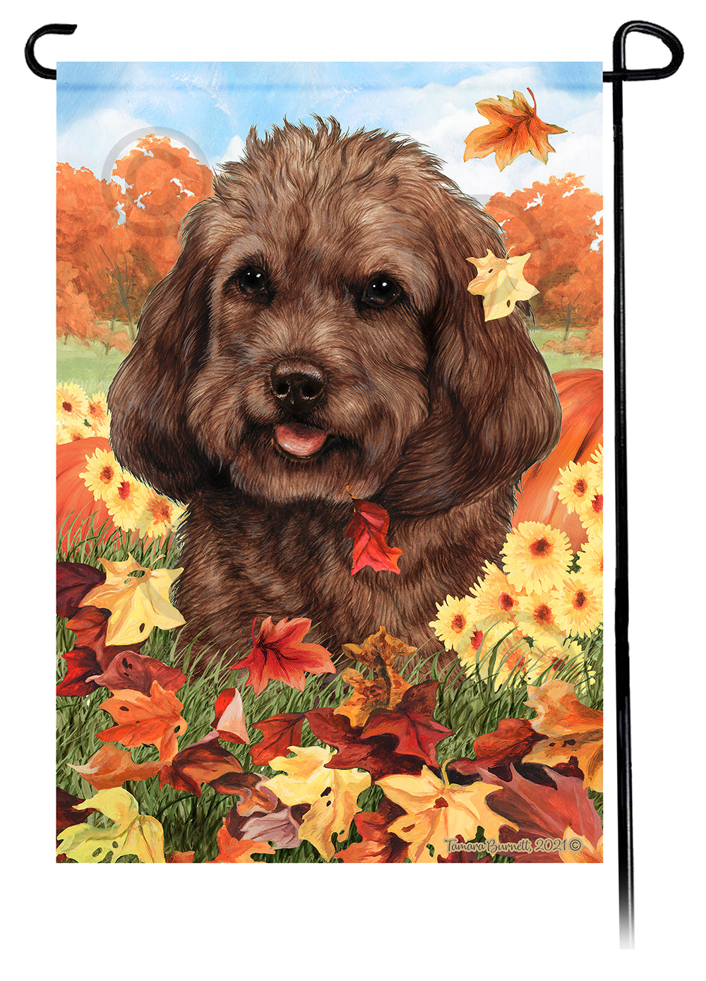 Cockapoo Falling Leaves - Garden Flag