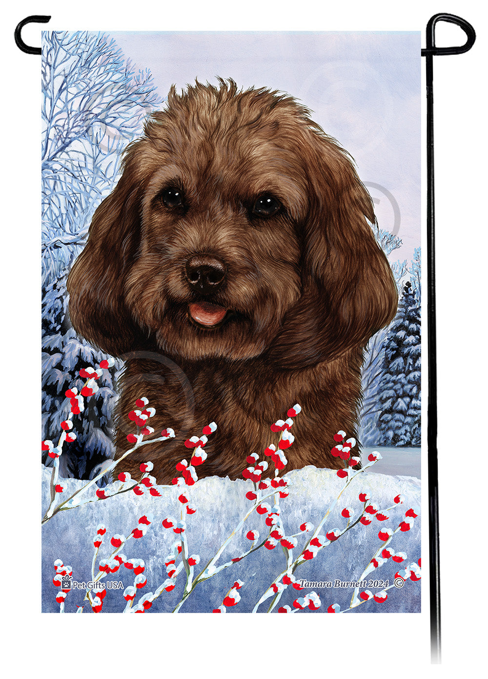 Cockapoo Winterberries - Garden Flag