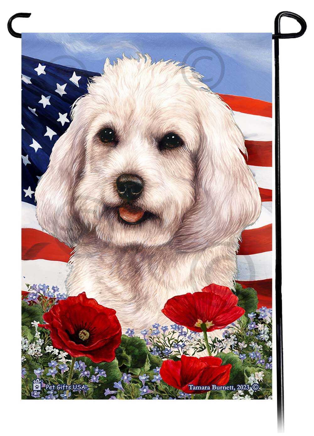 Cockapoo Patriotic Flowers - Garden Flag