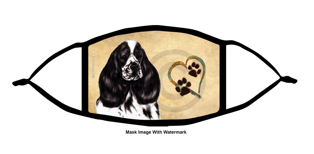Cocker Spaniel (Black and White  Parti) Face Mask