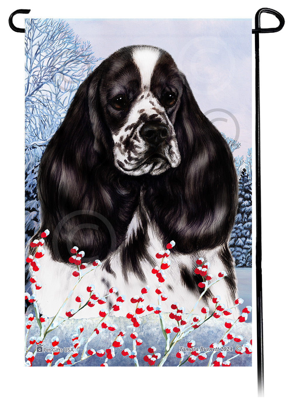 Cocker Spaniel Winterberries - Garden Flag