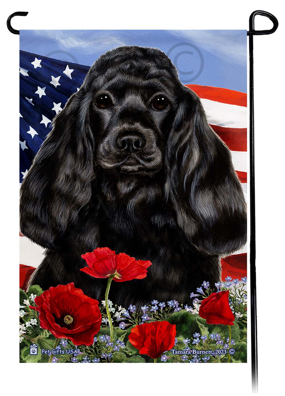 Cocker Spaniel Patriotic Flowers Garden Flags