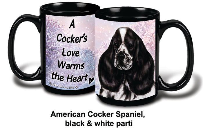 Cocker Spaniel Blk/Wht Parti Winter Mug 15 oz