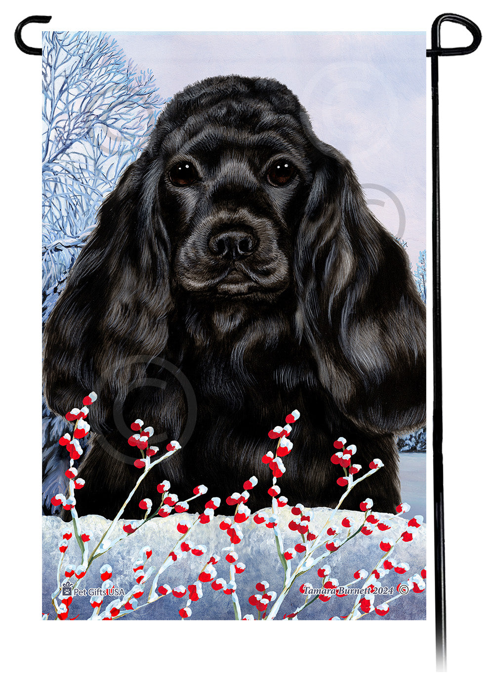Cocker Spaniel Winterberries - Garden Flag