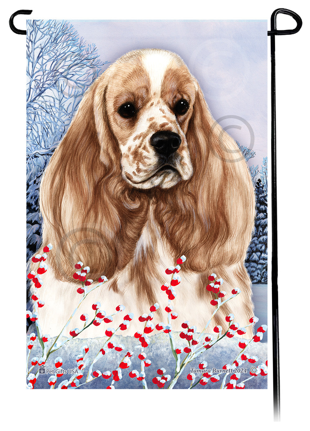 Cocker Spaniel Winterberries - Garden Flag
