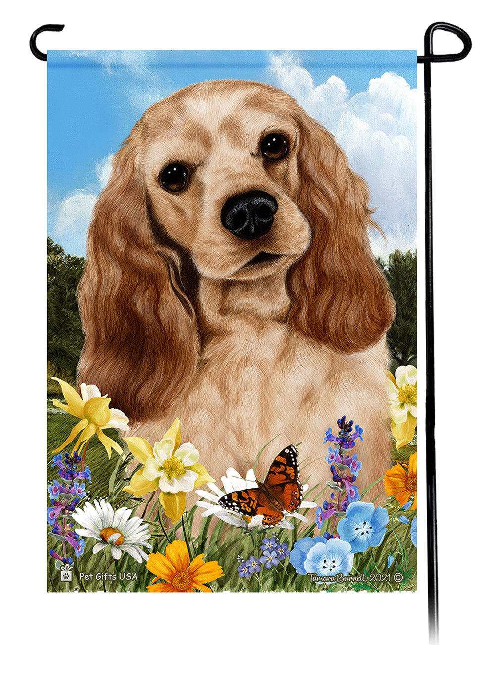 Cocker Spaniel Summer Flowers - Garden Flag
