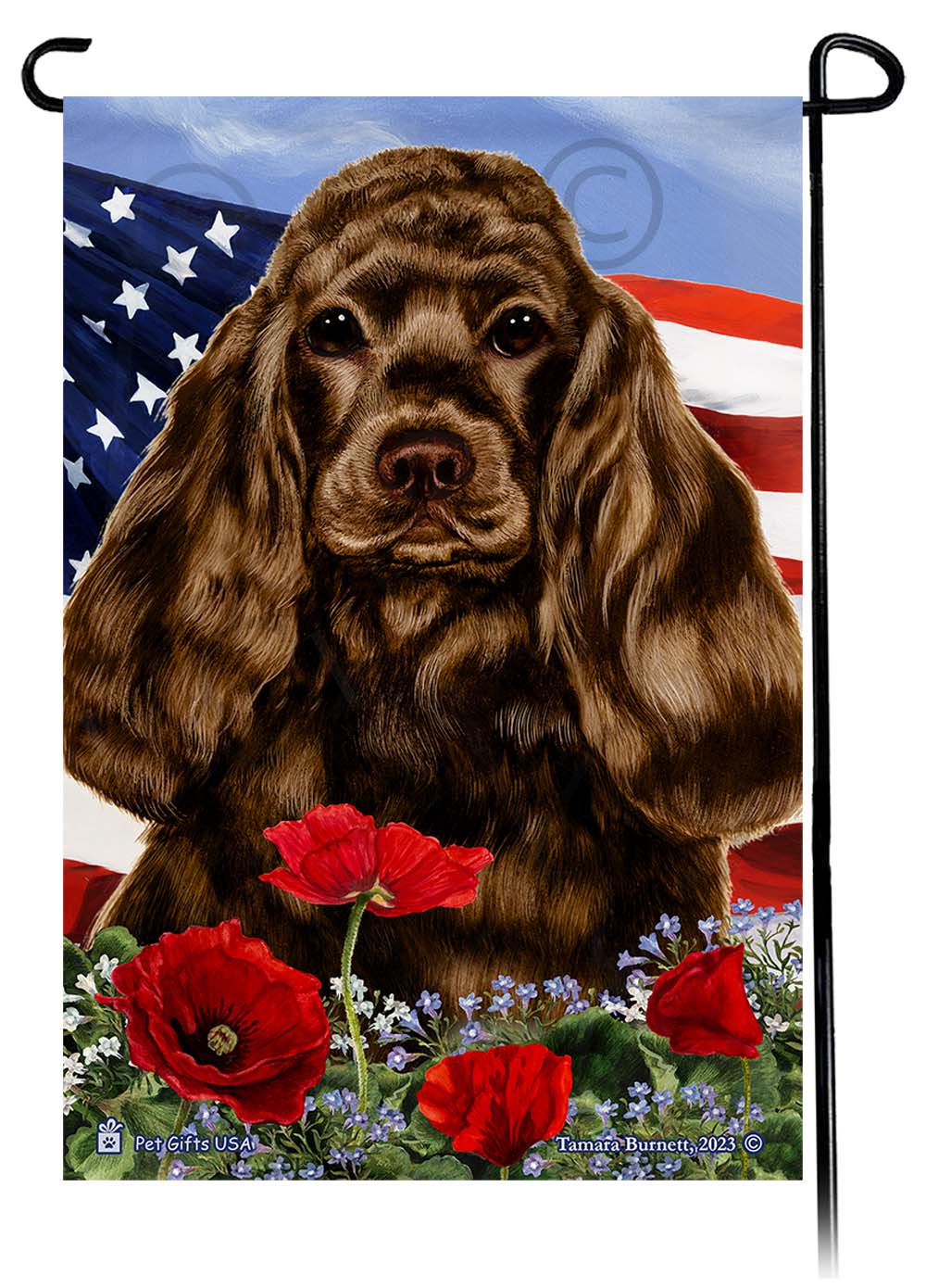 Cocker Spaniel Patriotic Flowers - Garden Flag