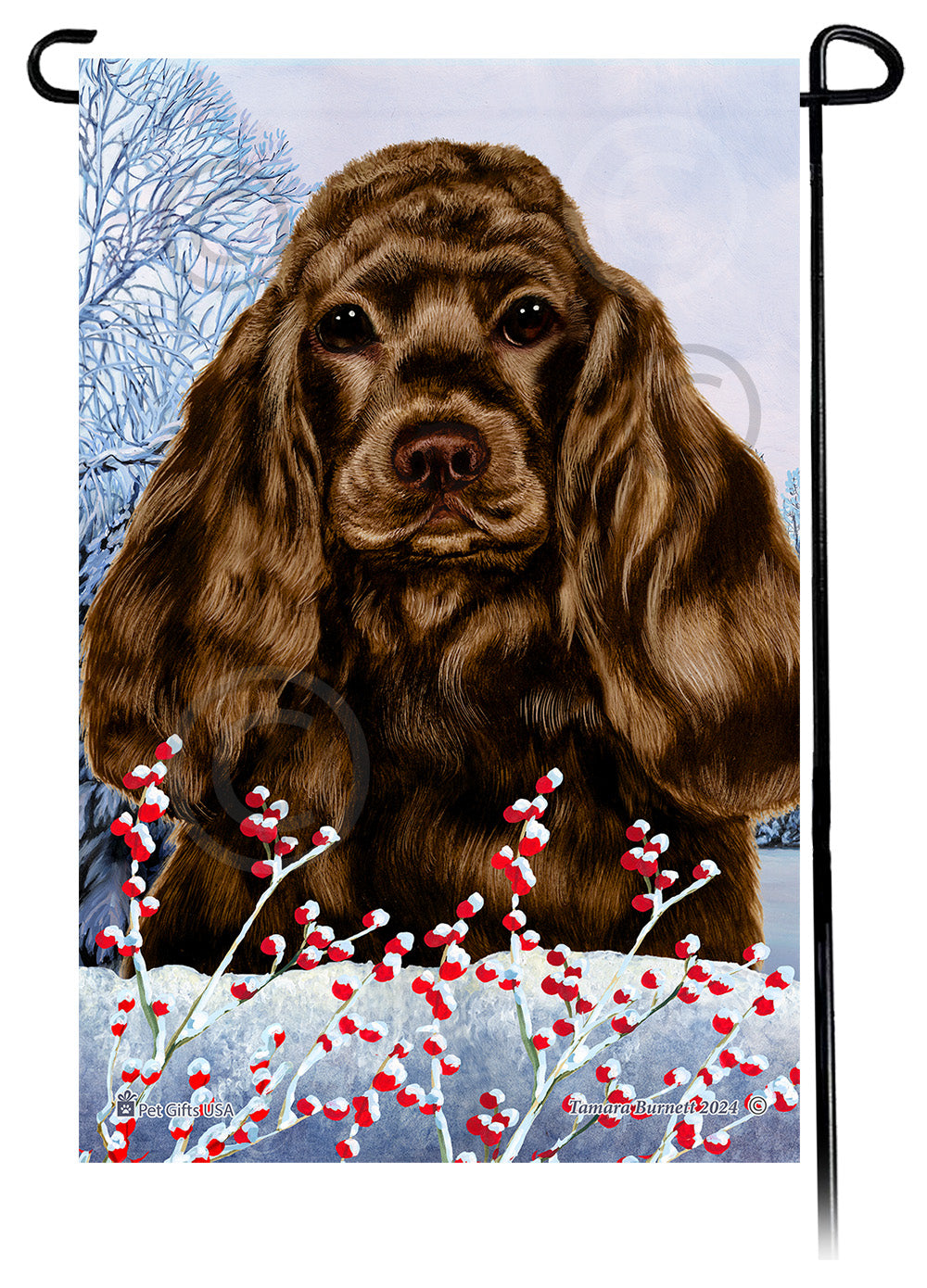 Cocker Spaniel Winterberries - Garden Flag