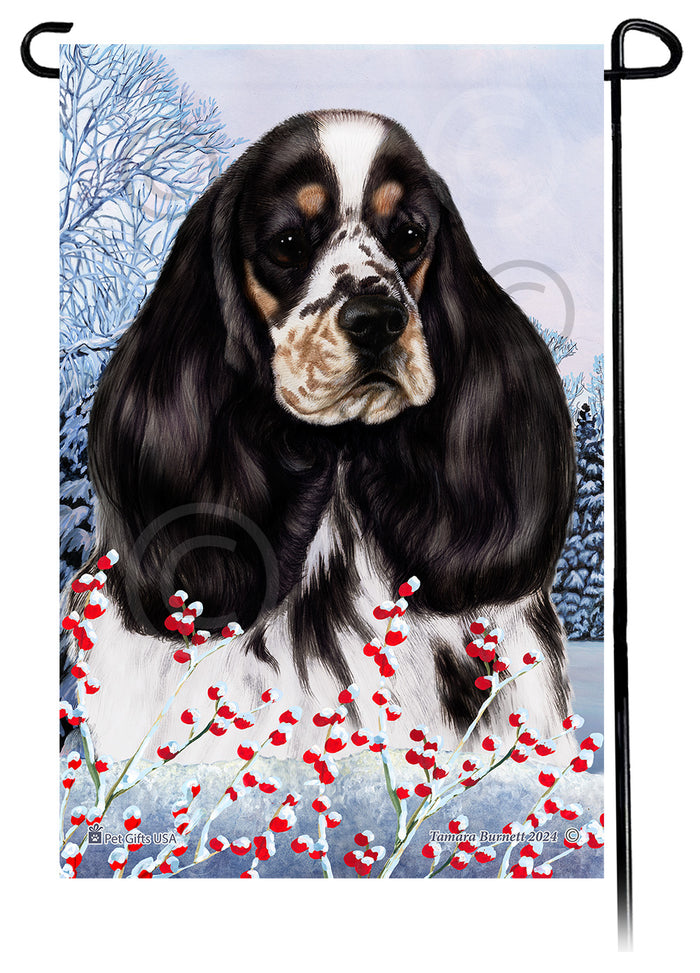 Cocker Spaniel Winterberries Garden Flags