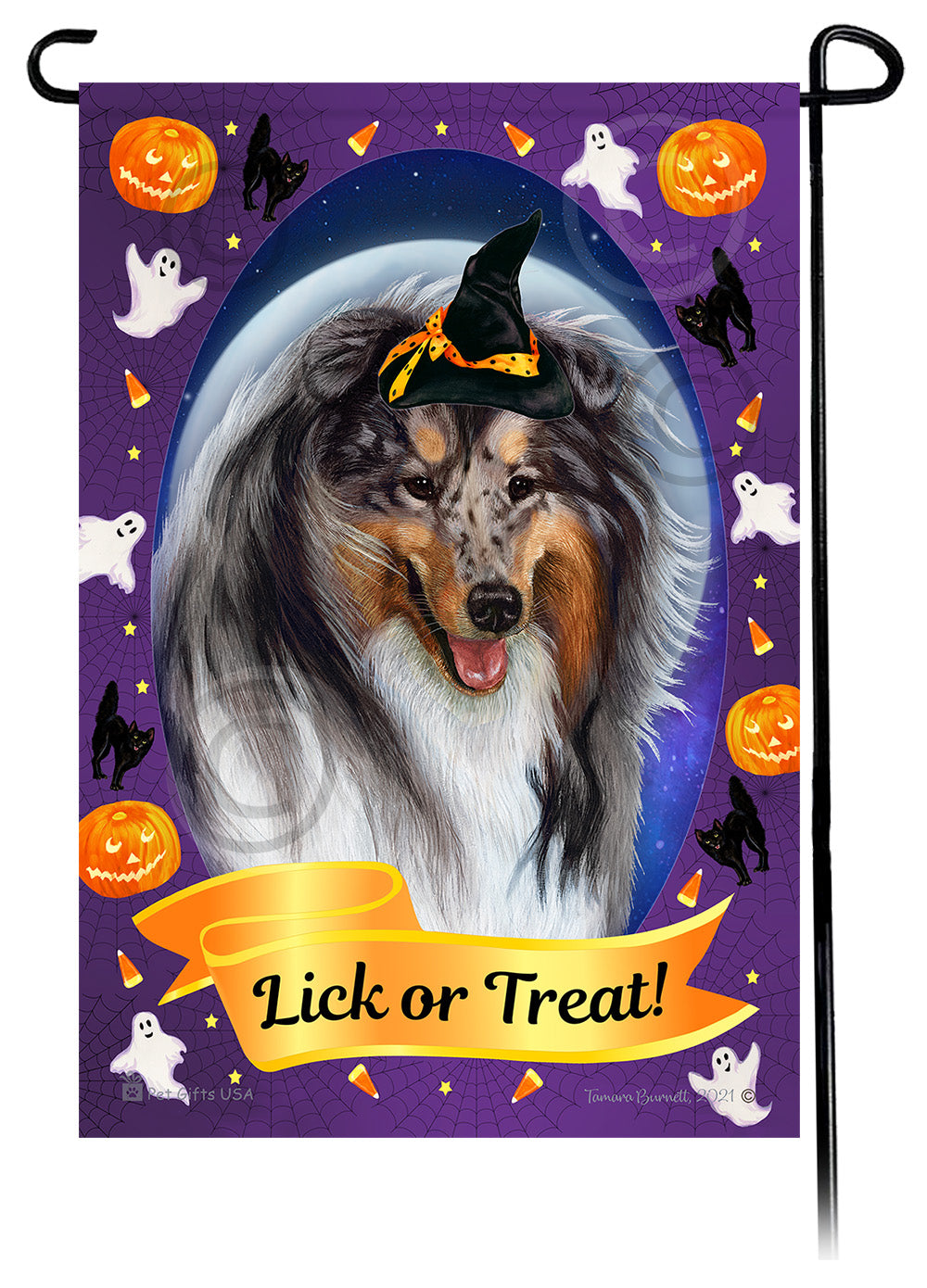 Collie Halloween Howls Garden Flags