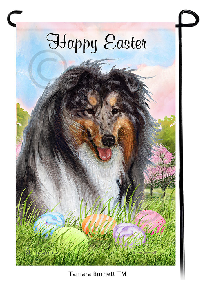 Collie Happy Easter Garden Flags