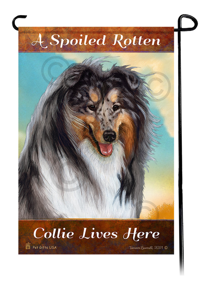 Collie Spoiled Rotten Garden Flags