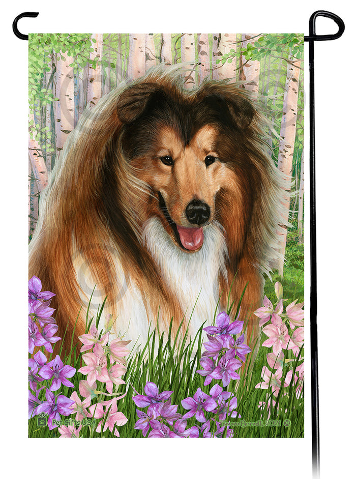Collie Spring Flowers Garden Flags