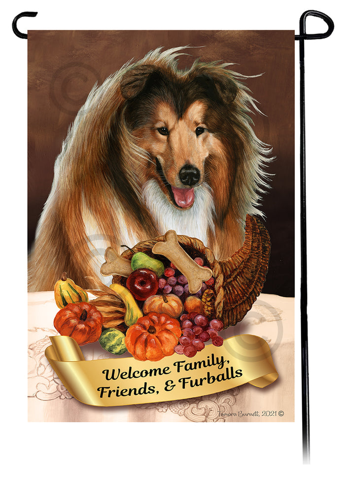 Collie Thanksgiving Garden Flags