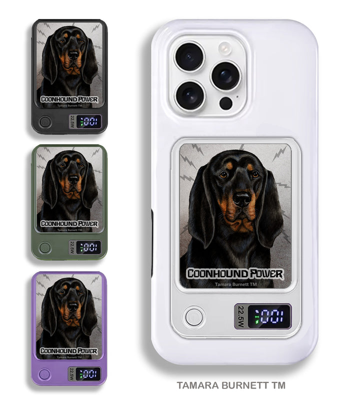 Black and Tan Coonhound Phone Bank Wireless Charger