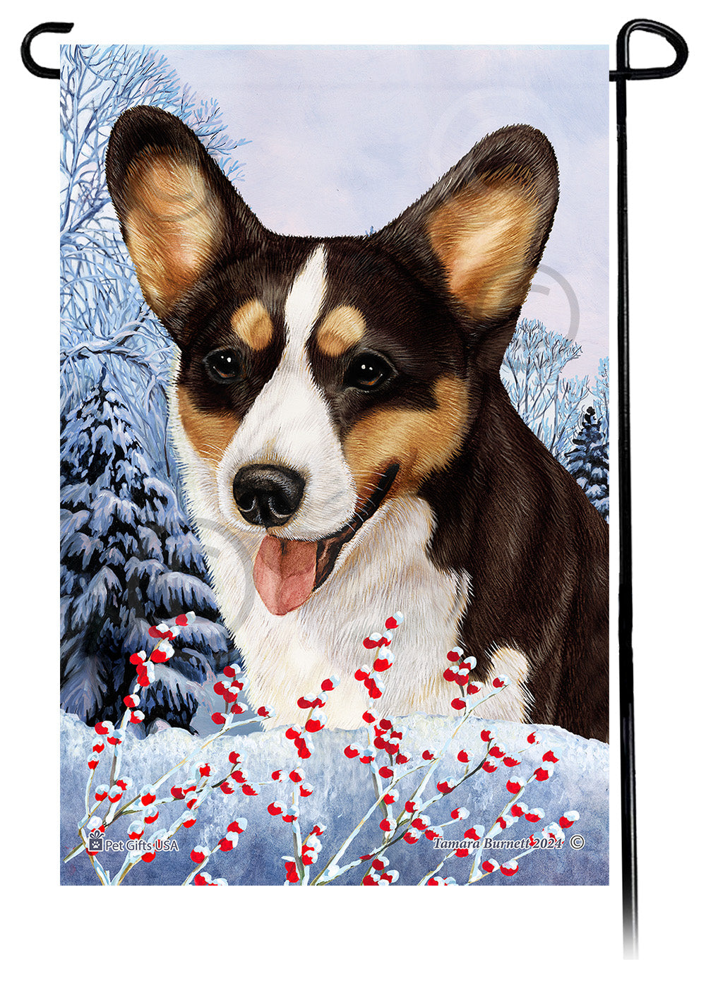 Corgi Winterberries - Garden Flag