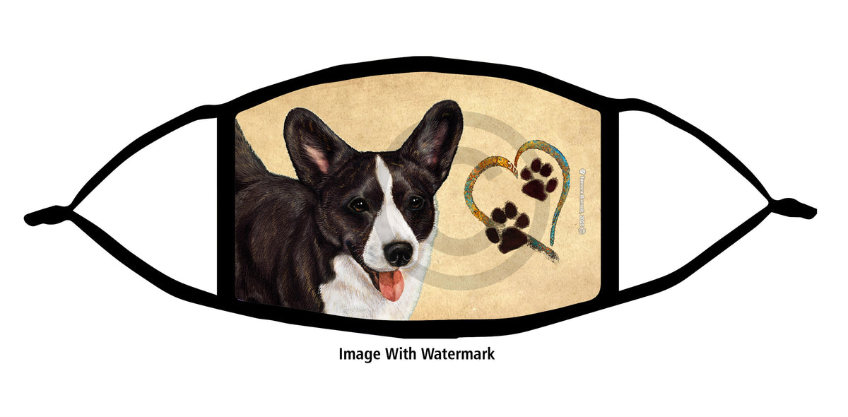 Corgi (Cardigan, Black Brindle and White) Face Mask