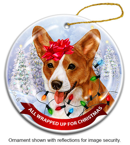 Corgi Cardigan All Wrapped Up Ornament