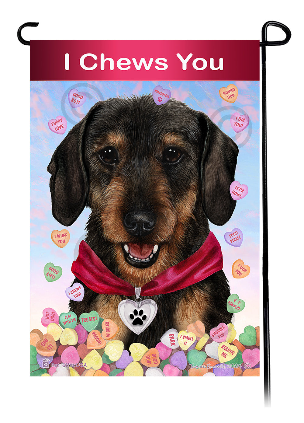 Dachshund Valentine Sweetheart Garden Flags