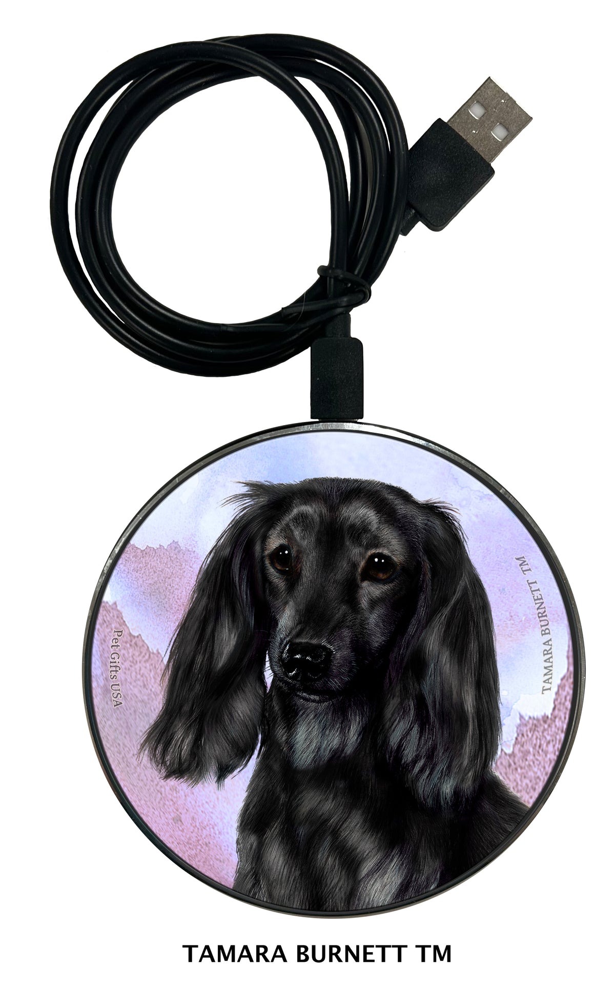 Dachshund Longhair Black Zoomies Wireless Charger