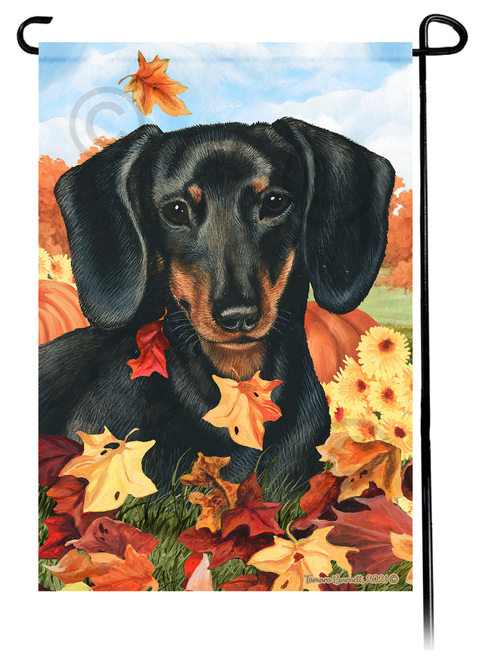 Dachshund Falling Leaves Garden Flags
