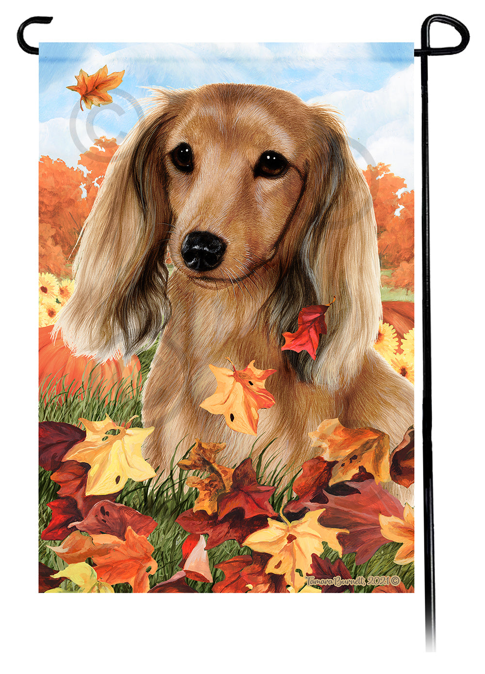 Dachshund Falling Leaves - Garden Flag