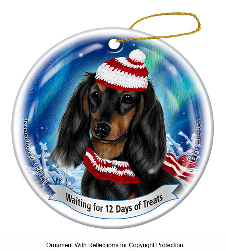 Dachshund Long Haired 12 Days of Treats Ornament